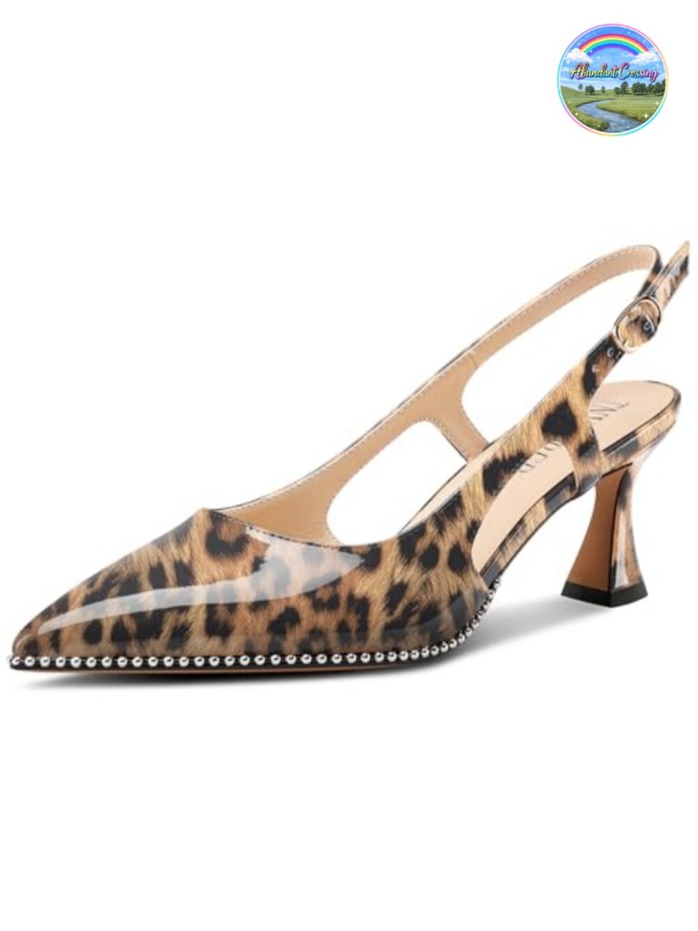 Kitten Heel Pointed Toe Pumps Slingback Buckle Faux Leather